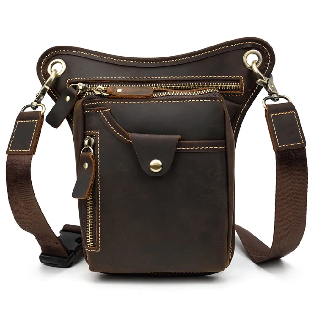 

Men's Genuine Leather Fanny Pack Retro Fashion High-end Casual Going Out Simple Mobile Versatile Cowhide Men's Gun Holster Bag