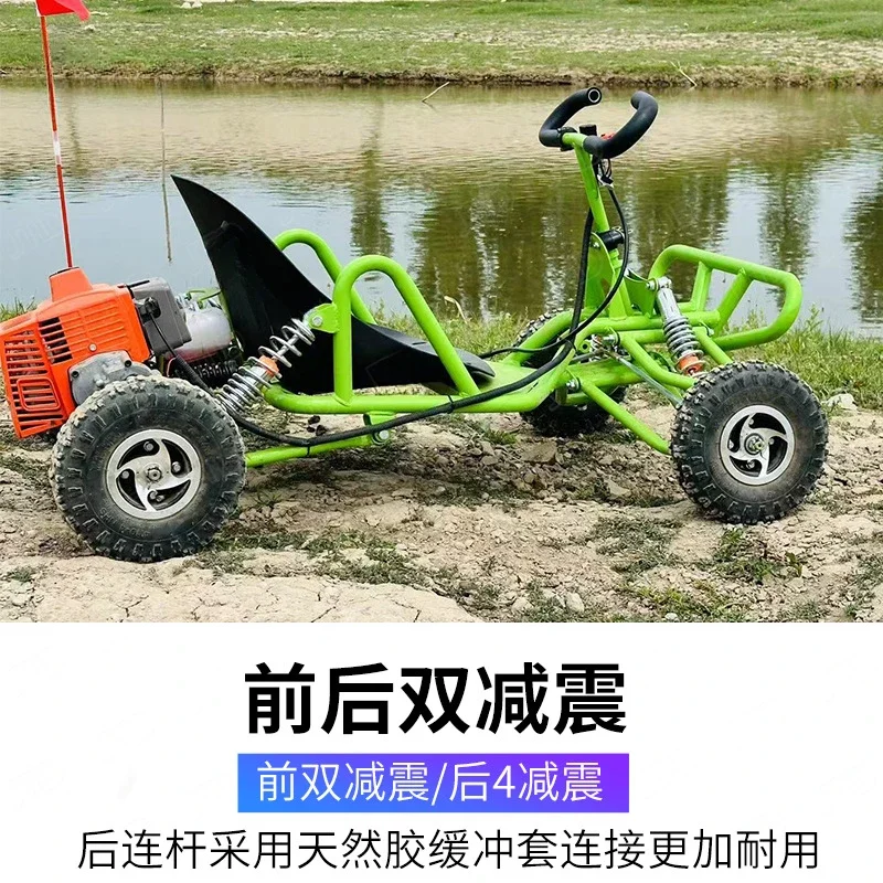 Field off-road go-karts factory produces all-terrain quad bikes outdoors