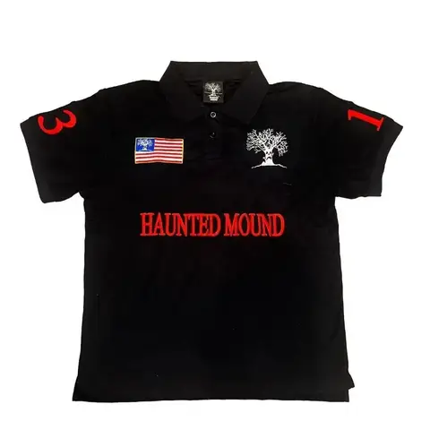 Men's casual cotton top baseball jersey Haunted Mound Polo shirt American retro street hip-hop short sleeved Y2k