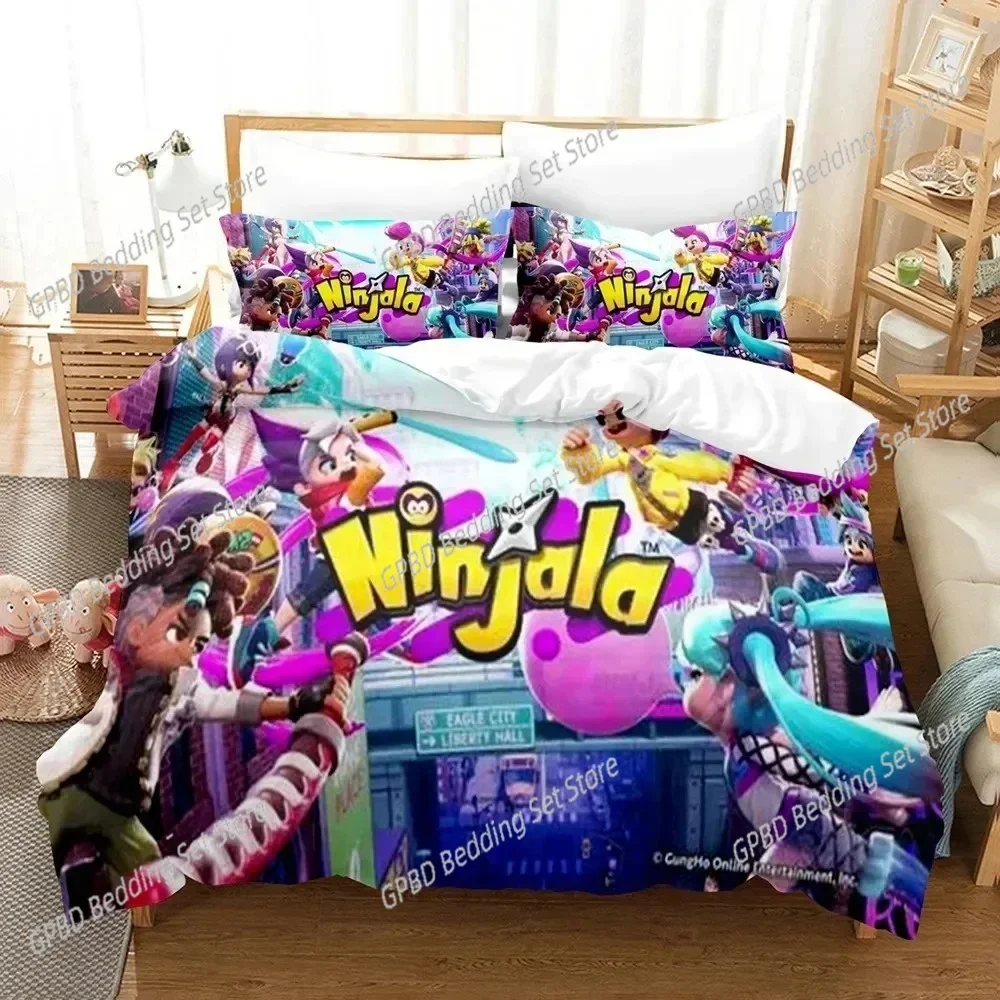 Print Game Ninjala Cartoon Comfortable Duvet Quilt Cover Pillowcase Bedding Set Children Bedroom Decoration Home Textile