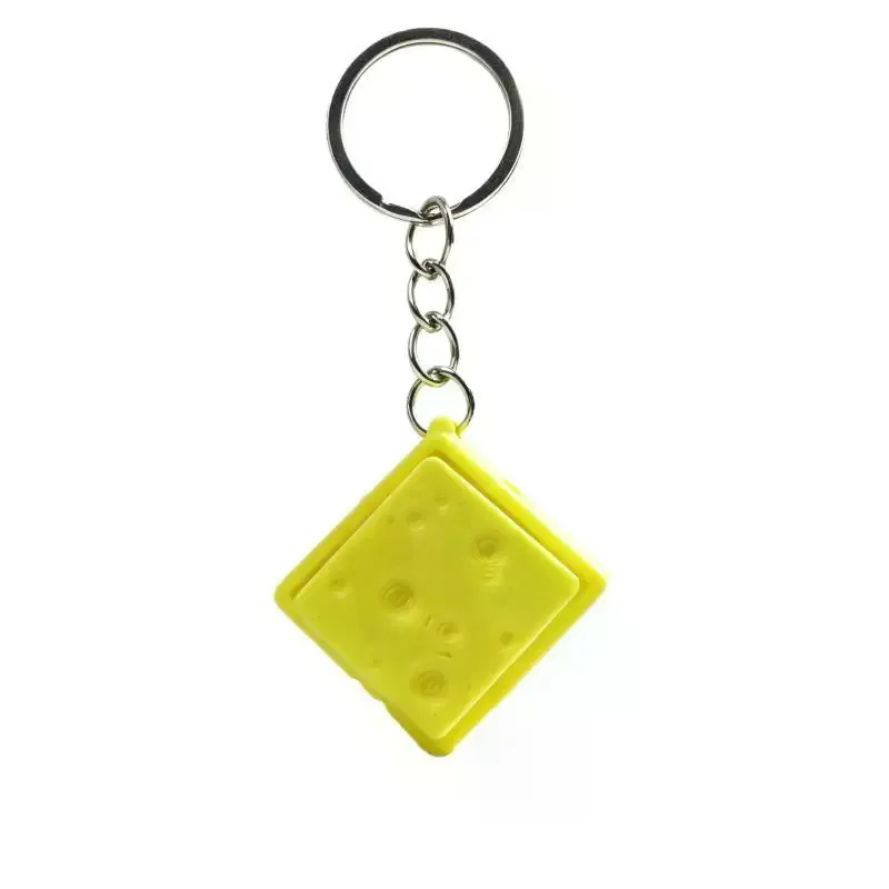 Cheese KeyChain Keyboard Stress Relief Fidget Button Cheese Keycap Fidget Clicker Keyboard Keychain Pendant Finger Toys Mini