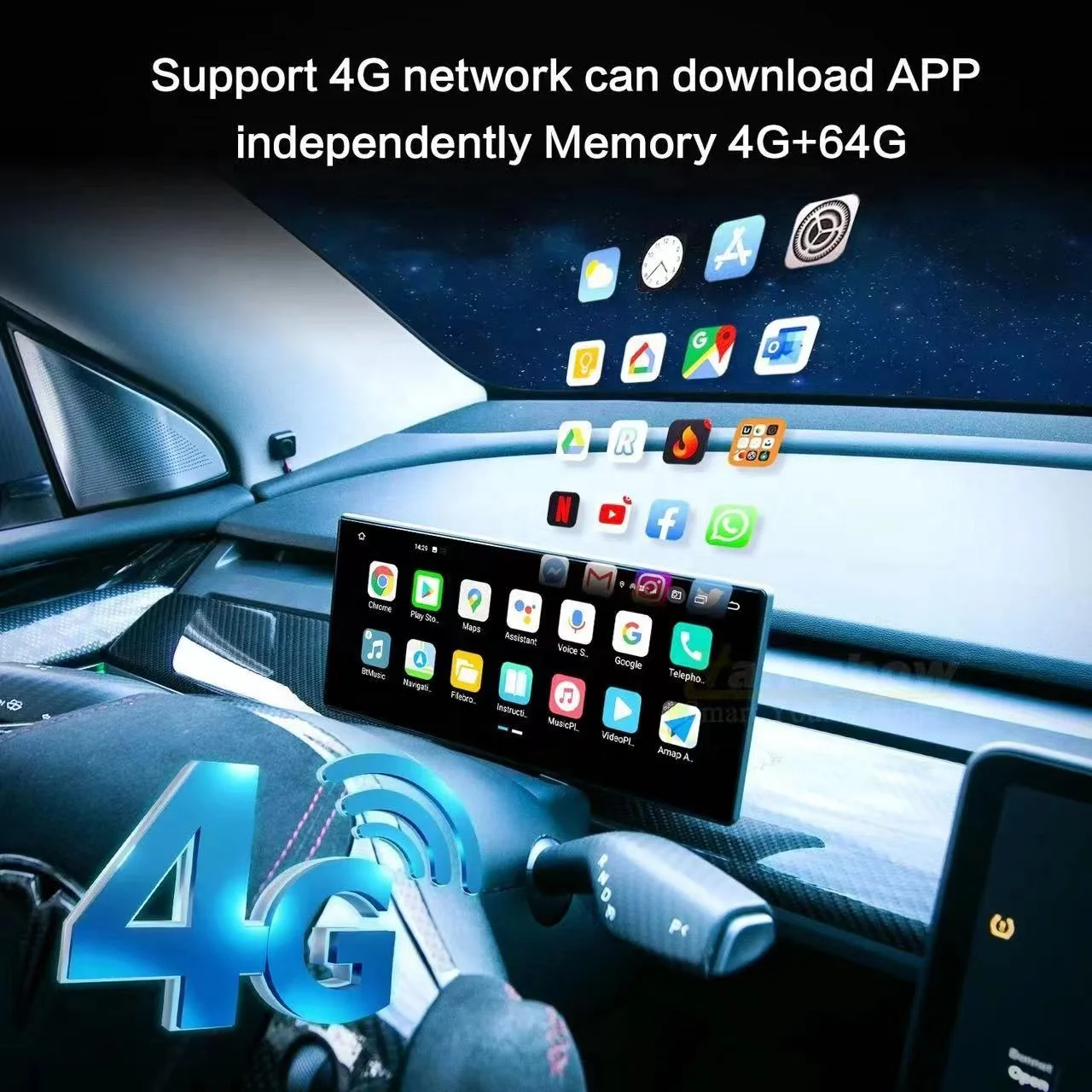 For Tesl Model 3 Y Car Dash Board 10.25 inch IPS Screen HD LCD Meter Heads Up Display Wireless Carplay HUD Accessories