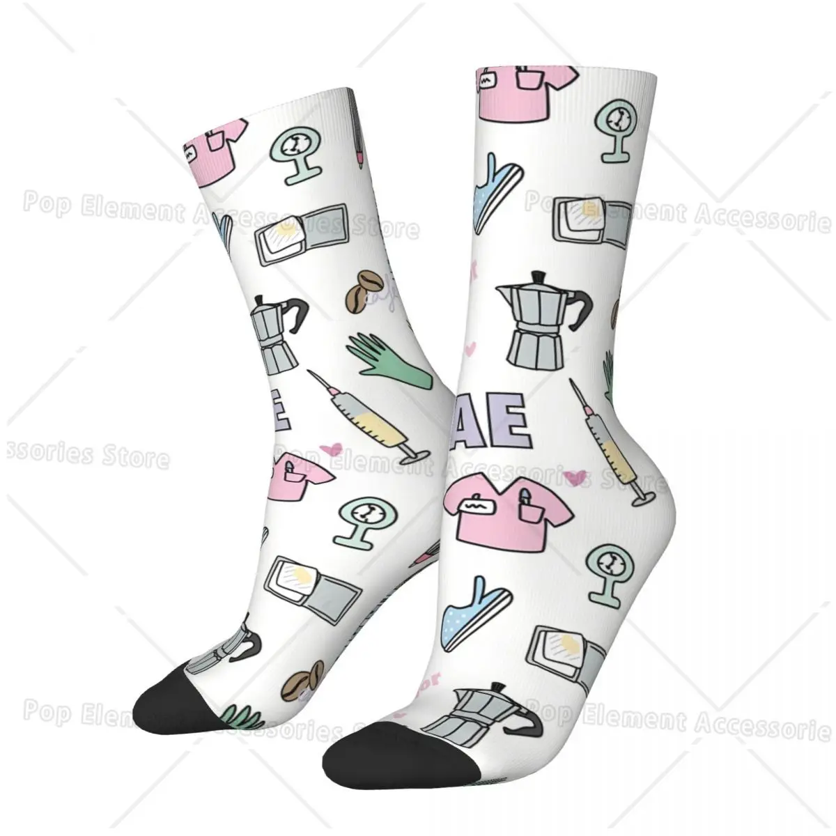 

Nurse TCAE Doctor Nurse Socks Male Mens Women Spring Stockings Hip Hop