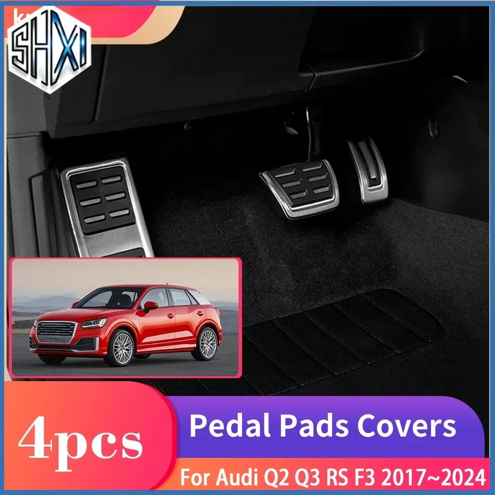 Foot Pedals for Audi Q2 Q3 RS F3 2017~2024 Rest Brake Accelerator Car Stainless Steel No Drilling Alloy Tray Interior Acessories