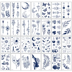 5/6/9/12 Sheets  Juice Ink Tattoos Semi-Permanent Waterproof  Tattoo Butterfly Panda Feather Design Fake Tattoos Men Women