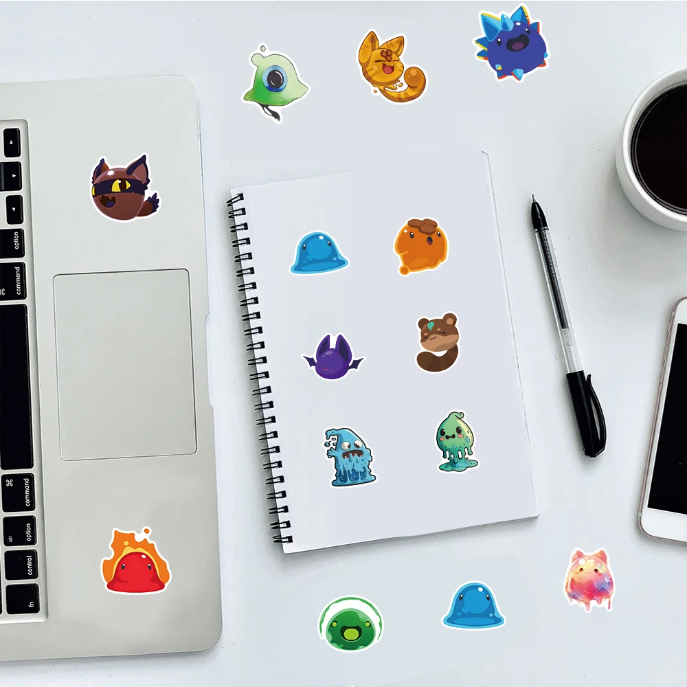 Cute Slime Rancher Jogo Adesivos para Crianças, Desenhos Animados Kawaii, Graffiti Sticker, Laptop, Telefone, Papelaria, Engraçado, Brinquedo, 10 Pcs, 30 Pcs, 50Pcs