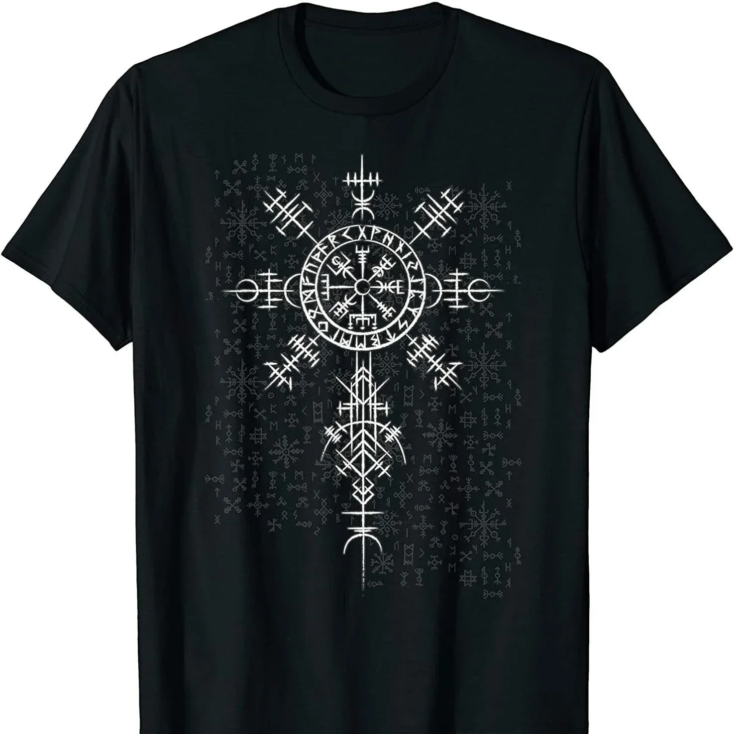 Nordic Celtic Symbol Compass Vegvisir Rune T-Shirt 100% Cotton O-Neck Summer Short Sleeve Casual Mens T-shirt Size S-3XL