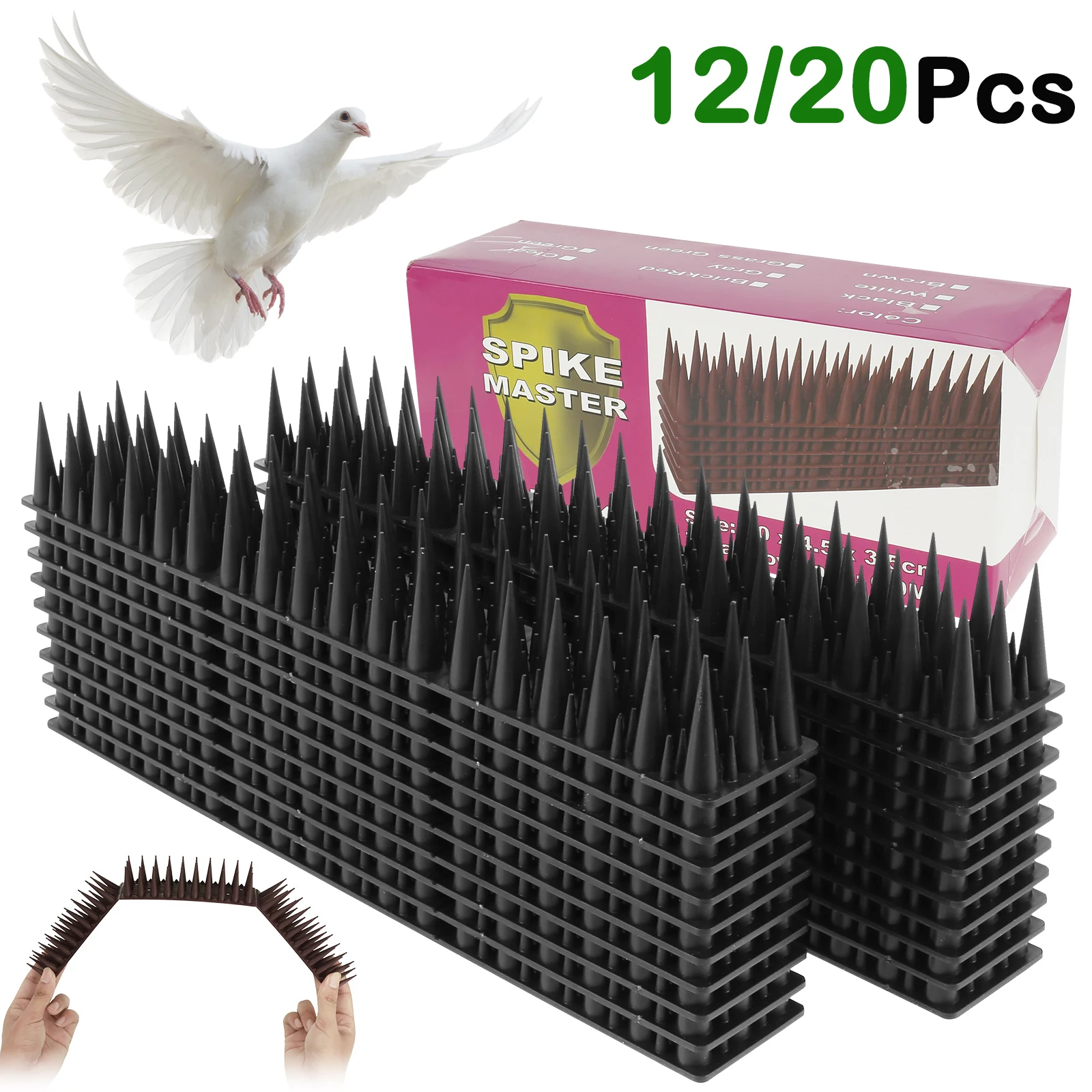 12/20Pcs Plastic Bird Spikes Detachable Deterrent Burglar Pigeons Spikes Anti Climb Fence Wall Spike for Repeller Birds Cat