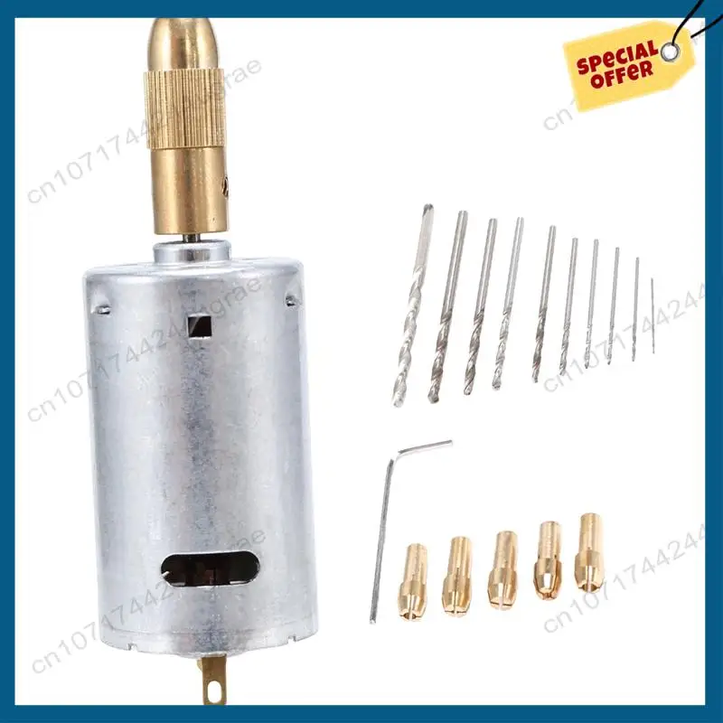 -A15I 5X Mini Electric Hand Drill Bit Set DC 12V Motor 0.5-3Mm HSS Twist Drill Bit With 25Pcs Chuck Collets