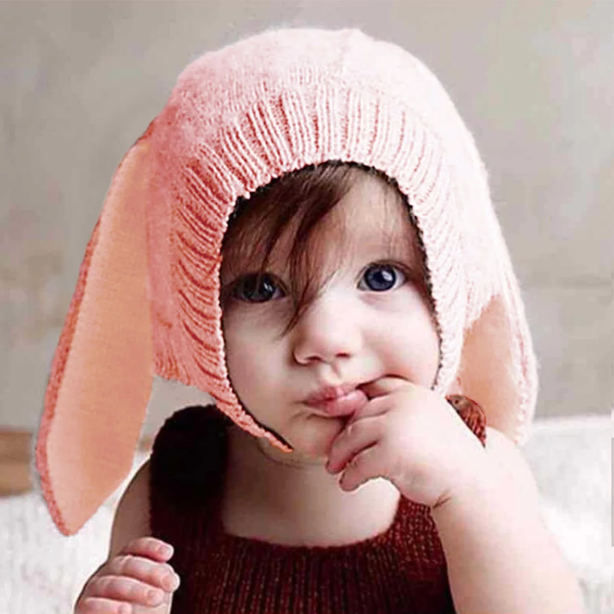 Newborn Photography Clothes Baby Rabbit Long Ear Knitted Hat Rabbit Costume Photo Prop Elk Design Baby Knitted Hat