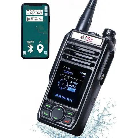 New US Shipping GMRS PRO 5W Long Range Waterproof Two Way Radio Bluetooth GPS Texting NOAA Compass Dual Band Scanner Off Grid