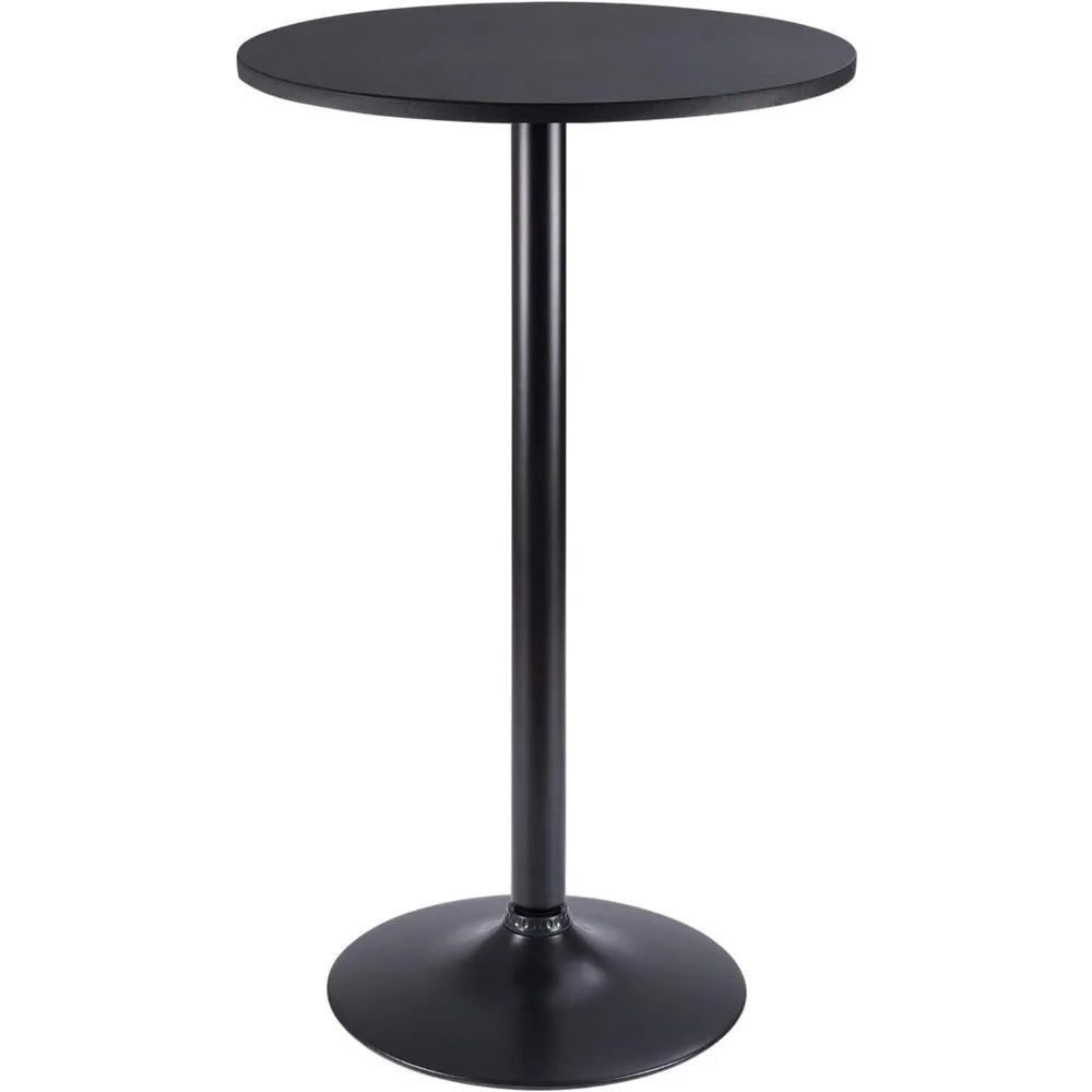 Table de pub ronde avec base en métal, table de cocktail, dessus NW, pied en obsidienne, noir, recommandé, 23.8 po, 39.5 po