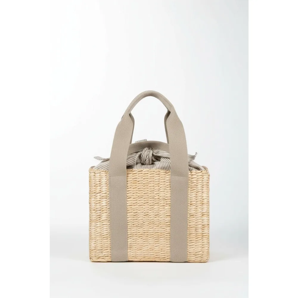 

Insulated Seagrass Picnic Basket Tote Bag, Chic Beach & Market Tote with Wine Storage, Sage Green