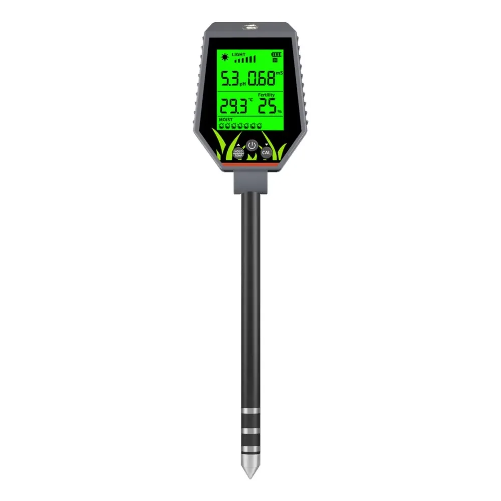 

Soil Moisture Digital 6-in-1 Soil Tester PH EC Nutrient Meter with Moisture/Temp/Light Sensor