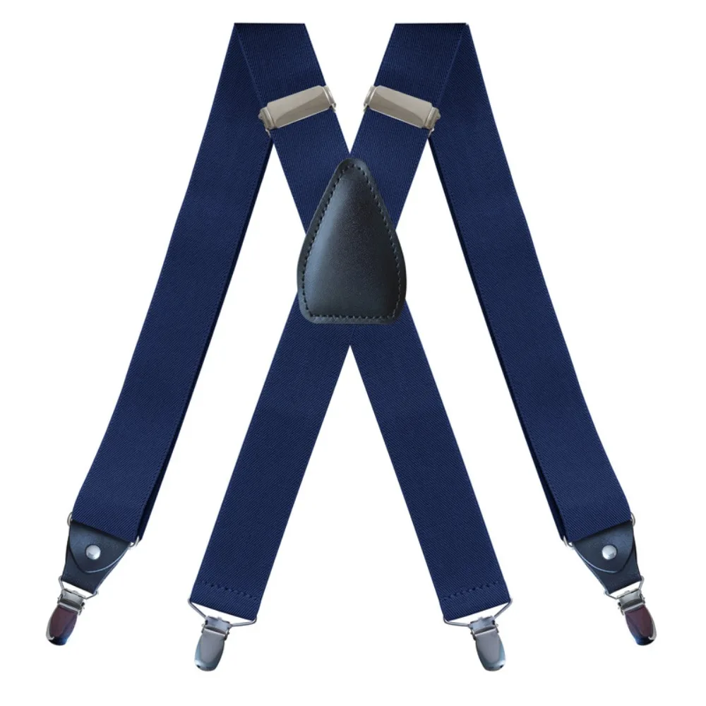 Men's Suspenders Heavy Duty Big Tall 3.5cm X-back 4 Clips Adjustable Elastic Trouser Pants Braces Belt Gifts for Him Dad Husband