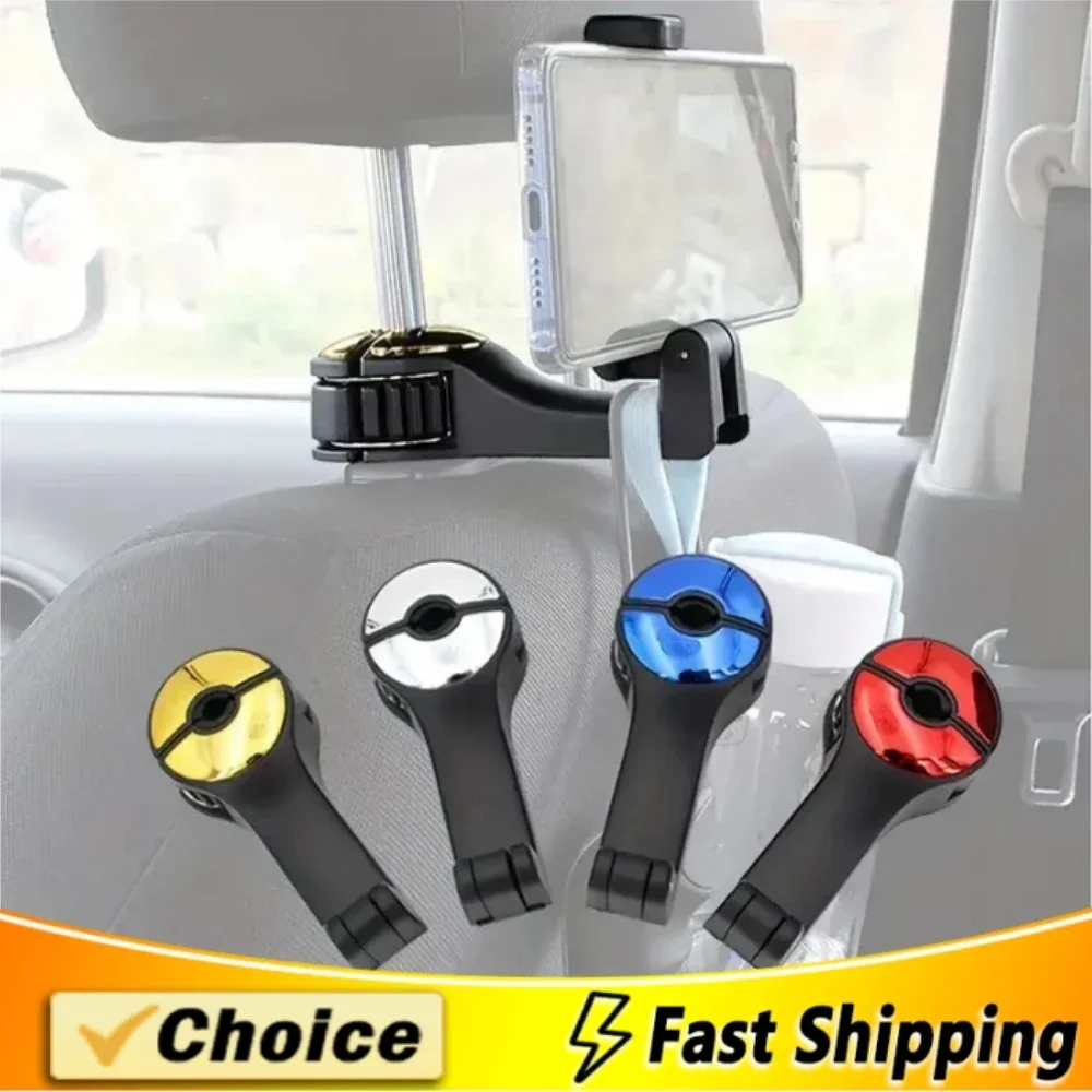 2 in 1 Car Headrest Hidden Hook with Phone Holder Car Seat Back Hanger Portable Storage Hook Phone Holder Auto Fastener Clip