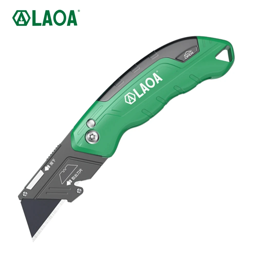 LAOA Heavy Duty Folding cutting knife aluminum alloy Adjustable Art Knife wallpaper knife leather PCB acrylic board LA111419