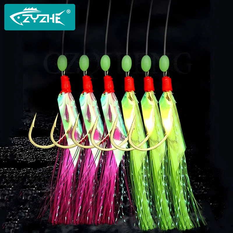 ZYZHE Zweifarbige Angelhaken mit Fischhaut-Optik, 12 Stück #   14 #   16 #   18 #   20 #   22 #   1 Set 6 Haken mit leuchtender Perle und Widerhaken