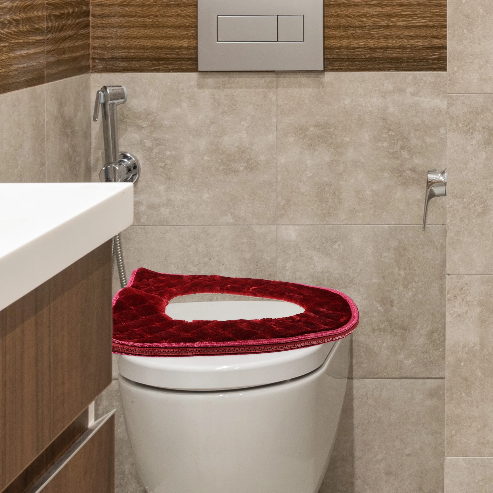 

Reusable Zipper Toilet Seat Cover Warm Pad for Round Seats Washable Winter Bathroom Flannel Cushion Fits Most Toilets Chic
