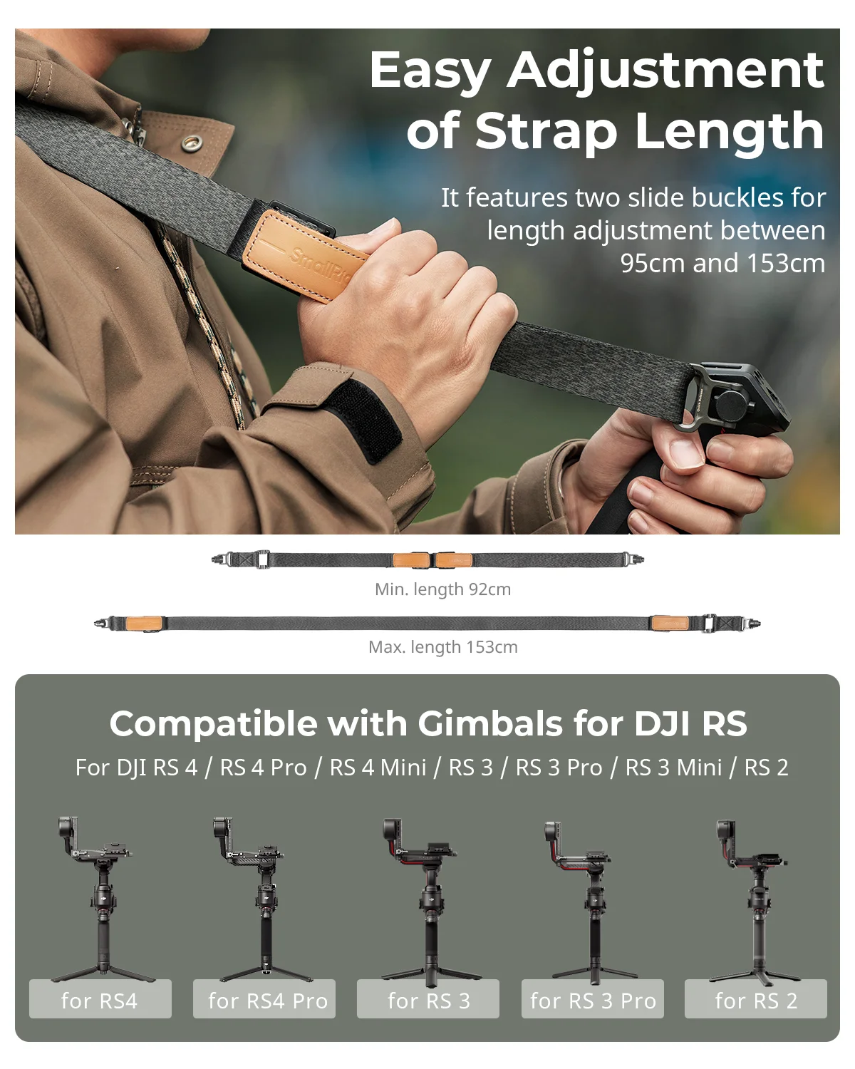 Pasek na ramię SmallRig do stabilizatorów DJI, czarny, do gimbalów DJI, do DJI RS 4/RS 3 Pro /RS4 Pro/RS 4 Mini/RS 3 Mini /RS2 5362 — zdjęcie produktu 6