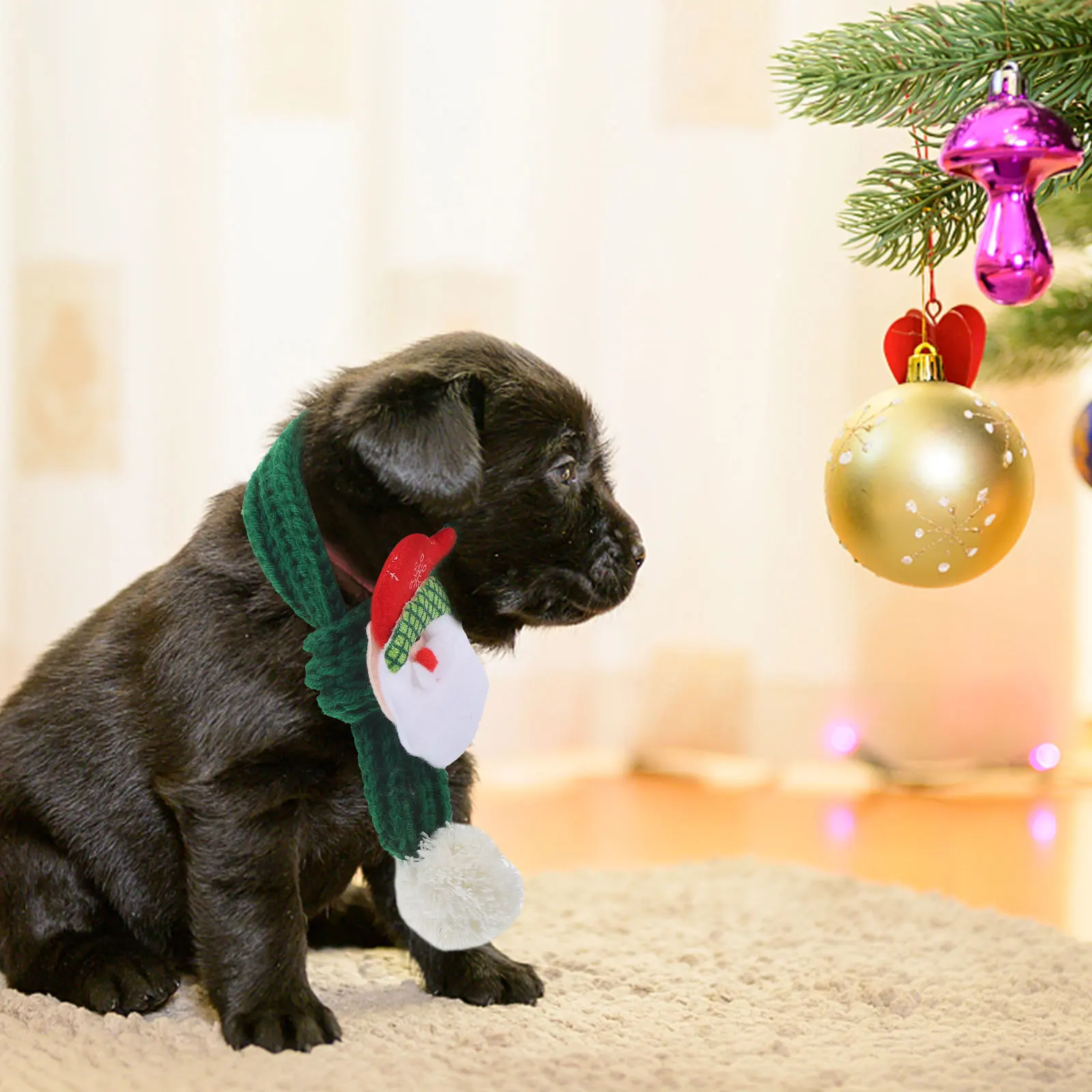 

Christmas Dog Cat Scarf Decorative Warm Knitted Holiday Pet Scarf Soft Winter Neckerchief Comfortable Accessory