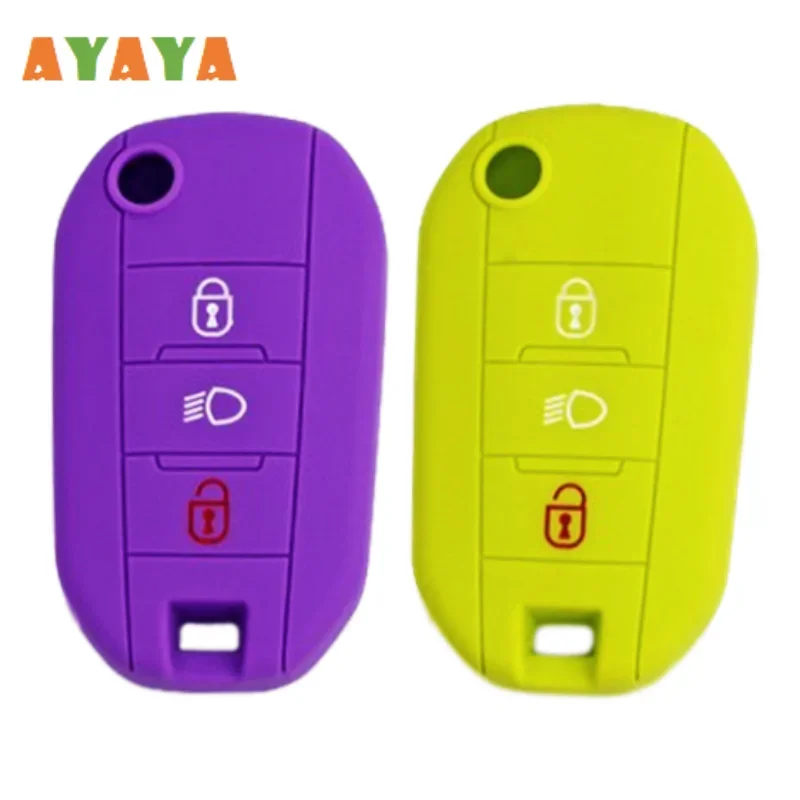 Silicone Car Flip Key Case Cover For Peugeot 208 2008 301 308 3008 RCZ 508 408 2008 307 For Citroen C3 C4 Berlingo Accessories