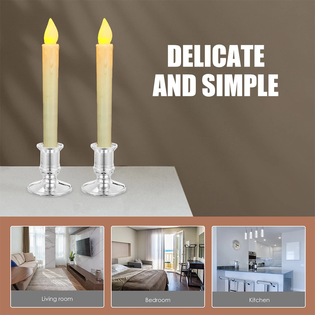 

12Pcs Electronic Candlestick Holder ABS Safe Compact Size Wedding Table Centerpieces Indoor Decor Electronic Stands