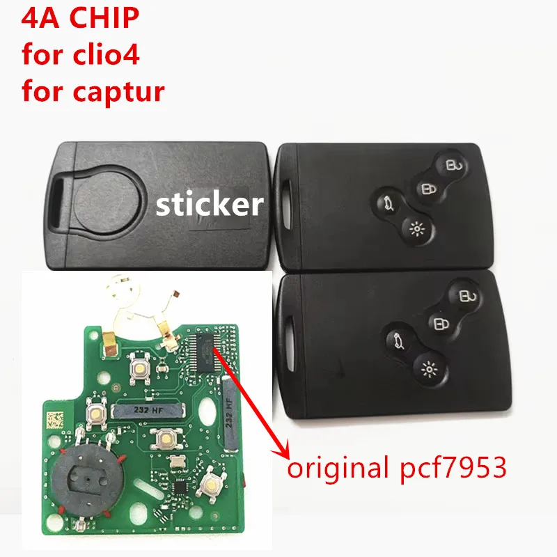 1/5pcs 4 Buttons smart key 433MHz Hitag AES original PCF7953 4A Chip Passive Keyless Go For clio 4 for captur key after 2013