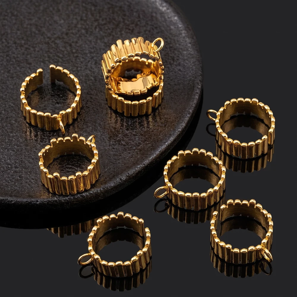 1/2 Stück vergoldete Messing-Fingerringe für die Schmuckherstellung, gestreifte offene Ringbasis, DIY-Schmuckzubehör