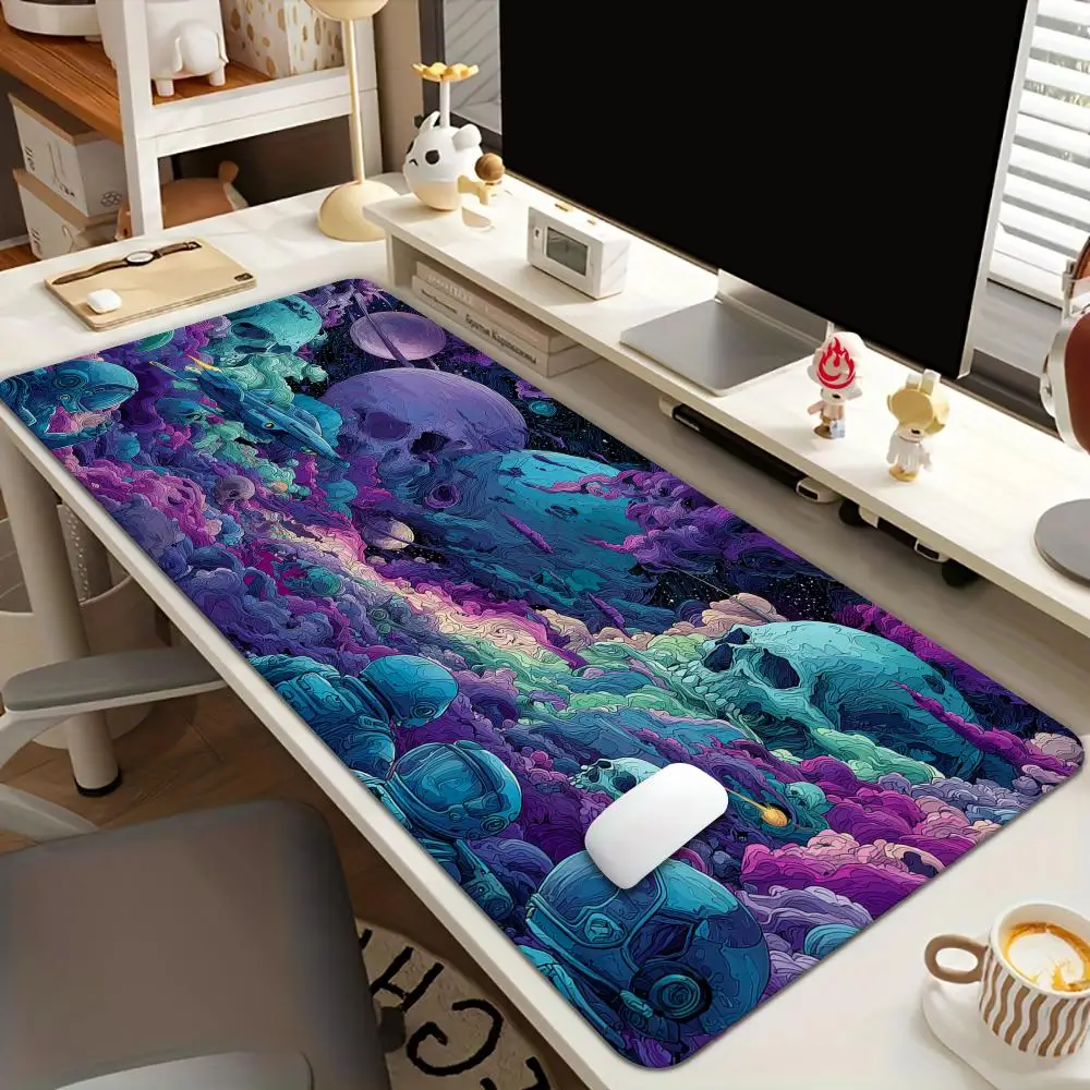 

Коврик для мыши Mysterious Skeleton Planet, нескользящий офисный коврик для мыши с прошитыми краями, аксессуары для ПК, игровые коврики