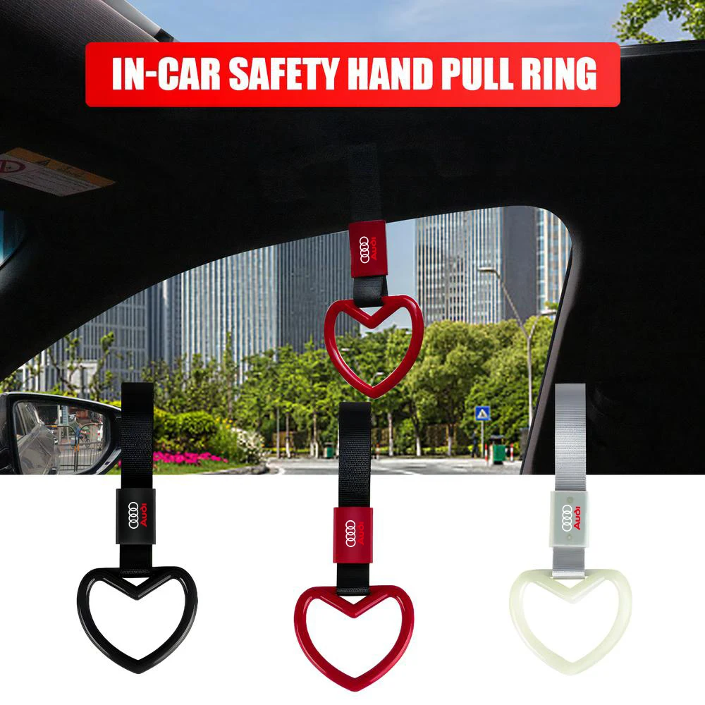 Car Heart-shaped Hand-pull Ring Hand Strap Rear Bumper Warning Ring Pendant Auto Accessories For Audi A5 A7 A8 Q3 Q5 S3 S6 Sline