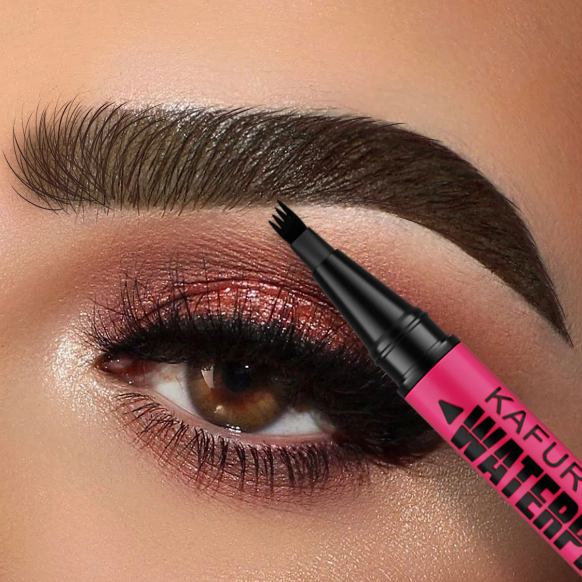 Penna per sopracciglia impermeabile a 3 colori, matita per sopracciglia microblading con 4 teste divise, regali cosmetici per trucco occhi per sopracciglia dall'aspetto naturale