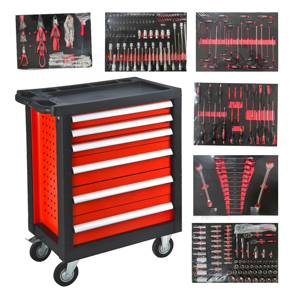 Large Heavy-duty Mobile Cabinet, Thickened Drawer Tool Cart with Wheels, for Auto Repair Parts Storage, Three Sets Optional