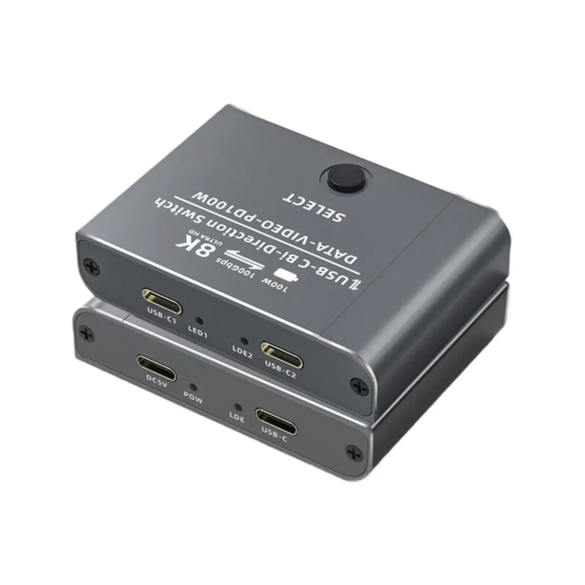 DT89 HOT  USB C Bi-Direction Switch TYPE-C 3.1 Switcher 2 in 1 Out / 1 in 2 Out 8K HD 10Gbps Switcher 100W Power Supply