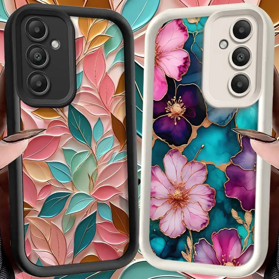 

Phone Case for Samsung Galaxy S22 S20FE S25 Ultra S25 Edge S21 S24 Plus S23 FE S24Ultra Soft Cover Ink-wash Flowers