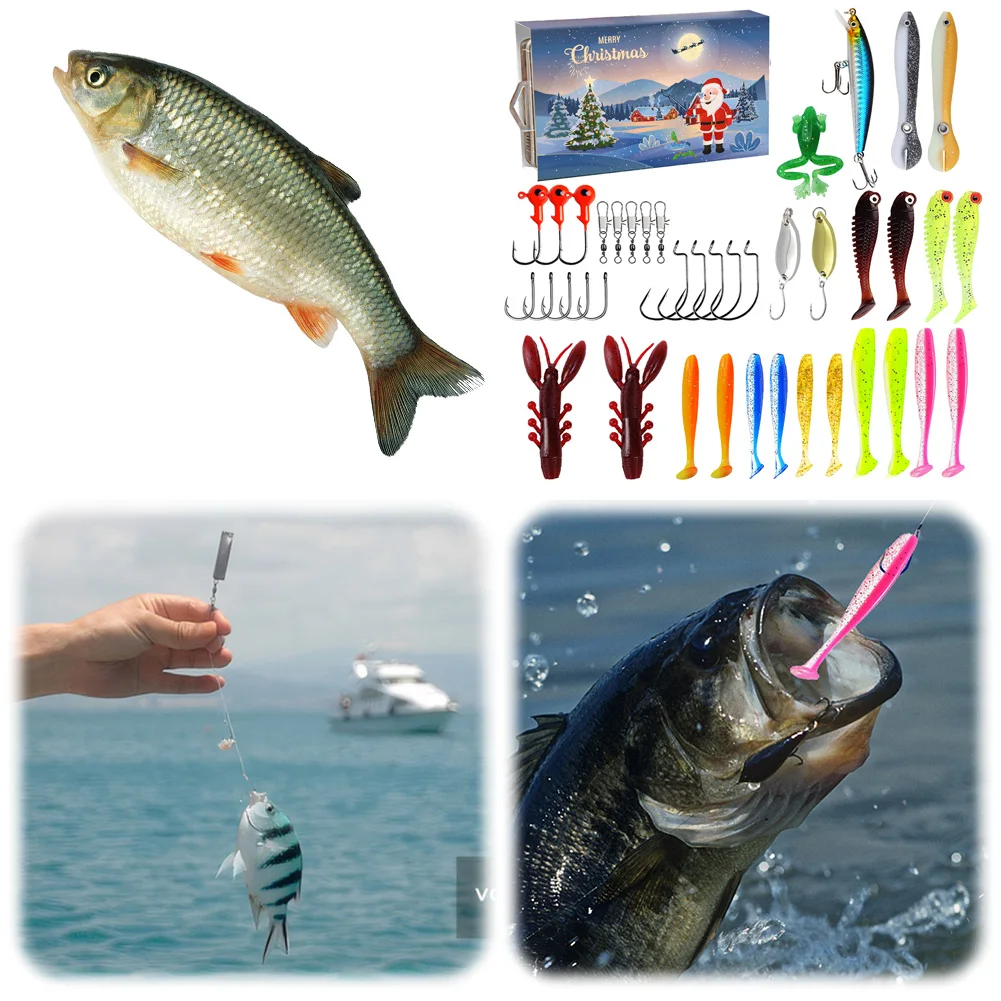 

Fishing Advent Calendar 2024 Soft Lures Spoons Minnow Christmas Advent Calendar Fishing Lures Set Xmas Surprise Gift for Fisher