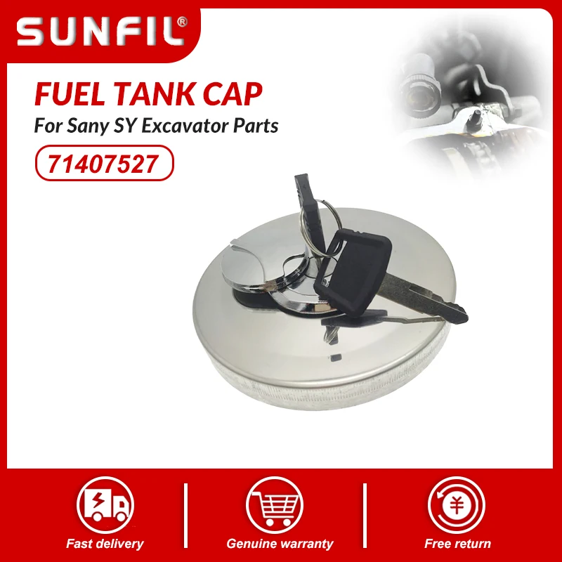

Oil tank Cover Diesel Tank Cover Fuel Tank Cap for Sany SY 71407527 Excavator Parts for Sany Fuel Cap