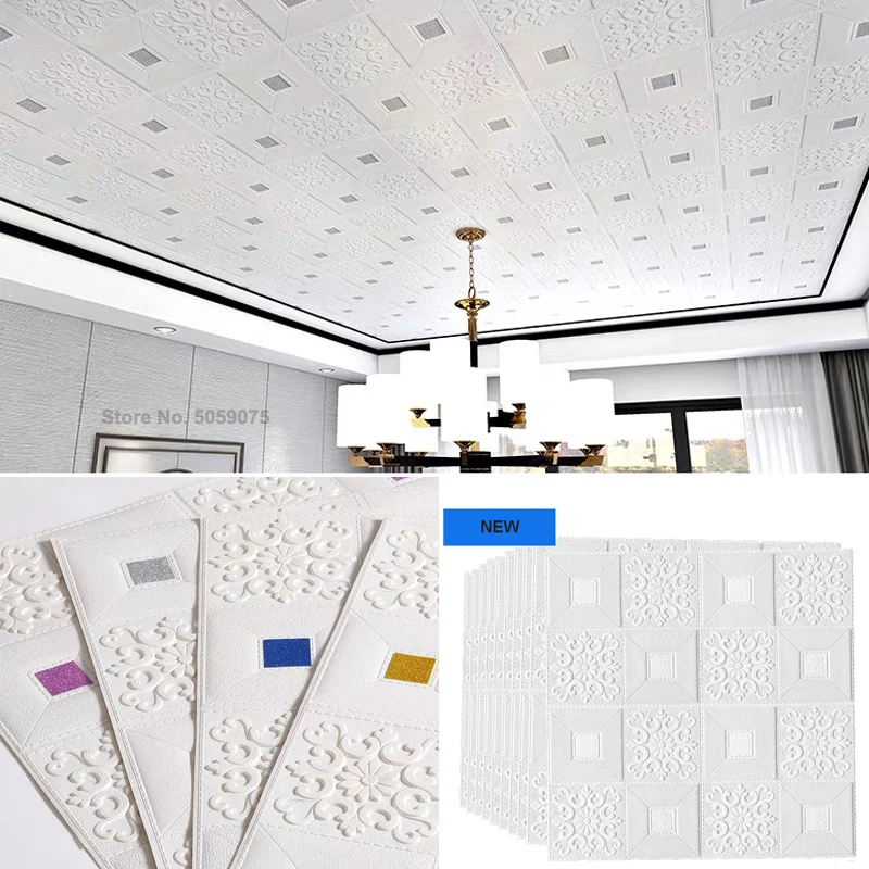 3D Stereo Roof Ceiling brick Wall Stickers Self-adhesive Ceil Decoration Sticker Panel Foam Wallpaper tv Background wall sticker