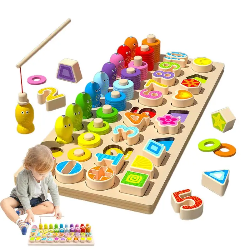 

Fishing Game For Kids Developmental Game Set Colorful Educational Multifunctional Logarithmic Board Toys For Kindergarten