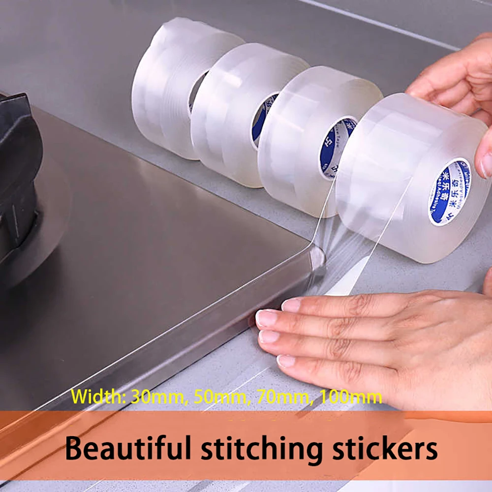 

1 Roll Transparent Tape Kitchen Seam Adhesive Sink Bathroom Stove Edge Sealing Strip Waterproof Sealing Strip