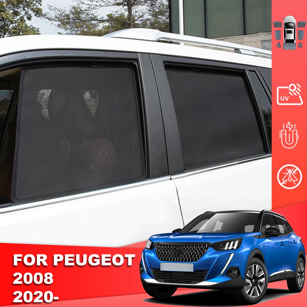 For Peugeot 2008 P24 2020-2024 Magnetic Car Sunshade Shield Front Windshield Frame Curtain Rear Side Baby Window Sun Shade Visor