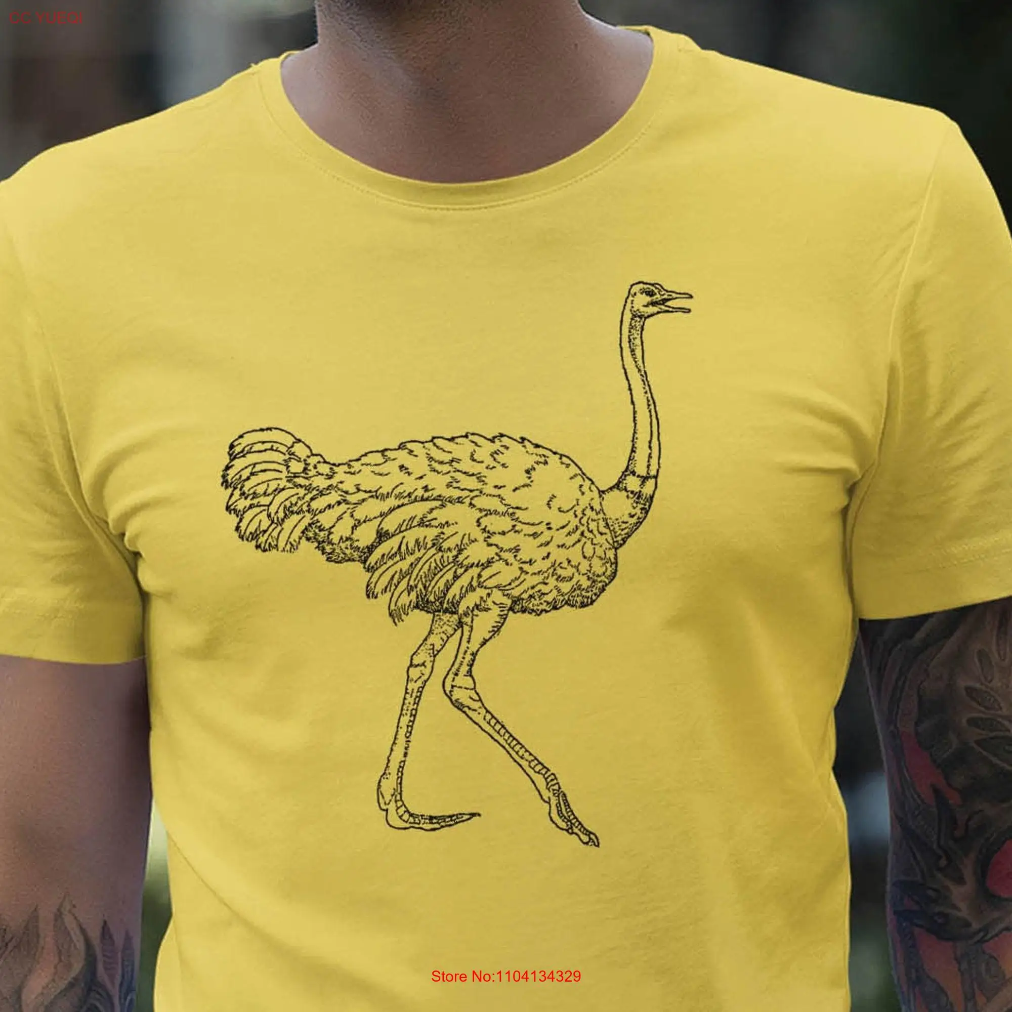 Moon Mouse Apparel Wild Ostrich Adult Cotton Crew T Shirt long or short sleeves