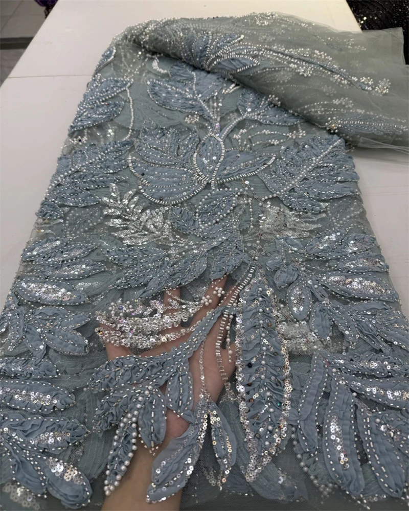 عالية الجودة الأفريقي النيجيري أنيقة ثلاثية الأبعاد قماش مطرز الفرنسية تول أقمشة الدانتيل مع الترتر لحفل الزفاف
