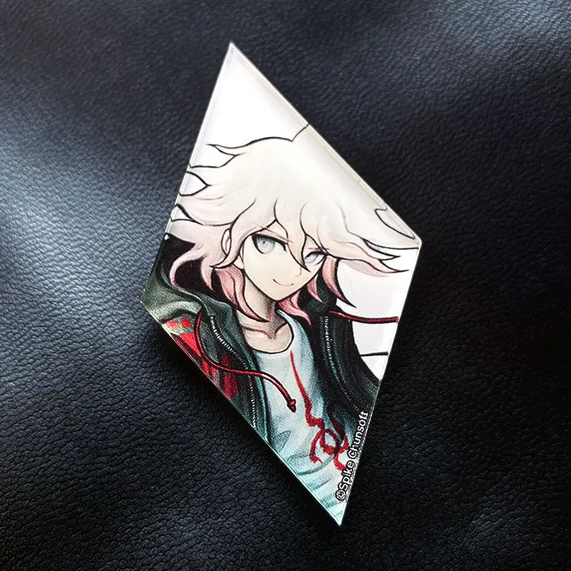 Danganronpa أنيمي Nagito Komaeda Hinata Hajime Kokichi Oma Saihara تأثيري الاكريليك شارة شعار الكرتون قلادة عيد الميلاد