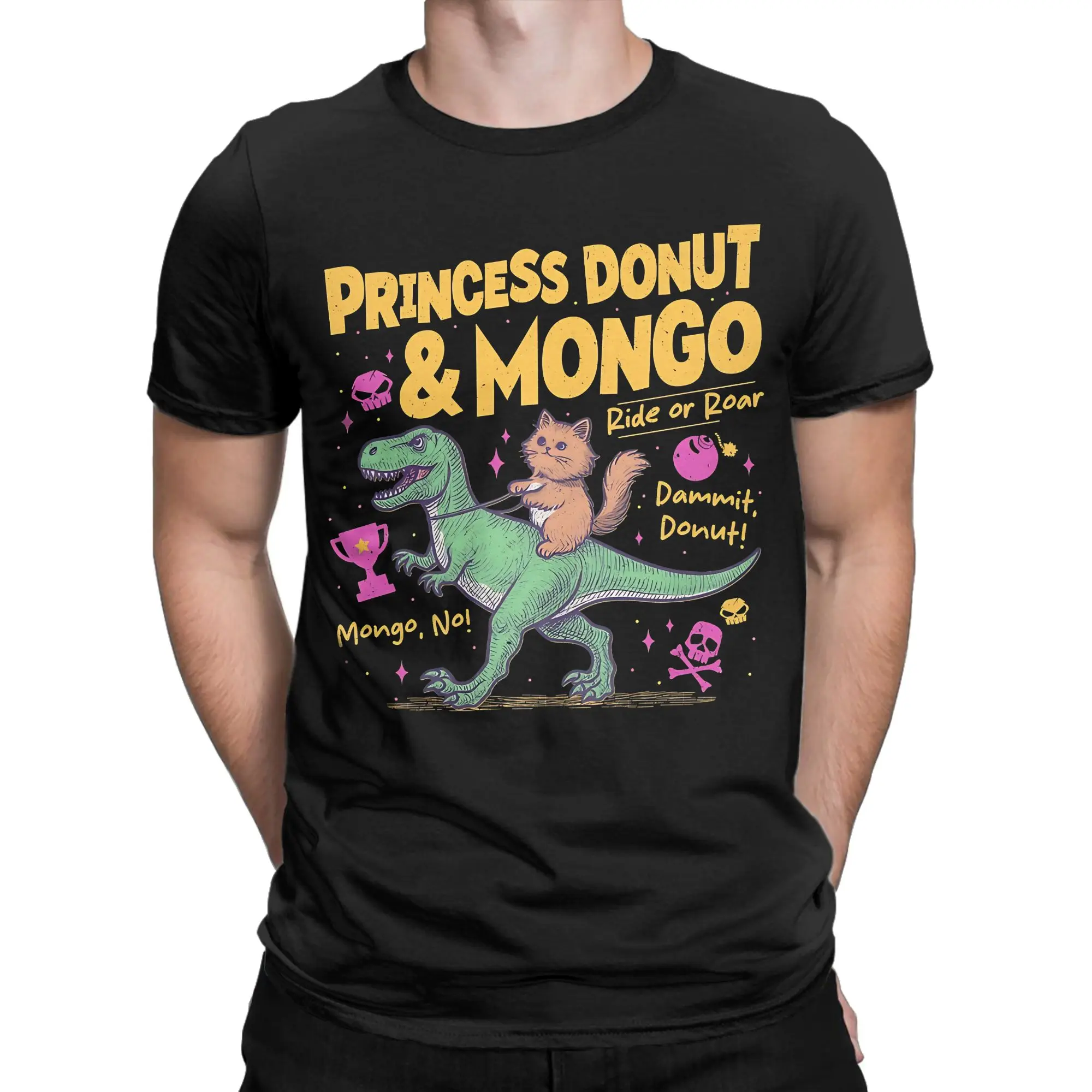 Princess Donut And Mongo for Men Women T Shirts Dungeon Crawler Carl Vintage Tees O Neck T-Shirt 100% Cotton Unique Clothes