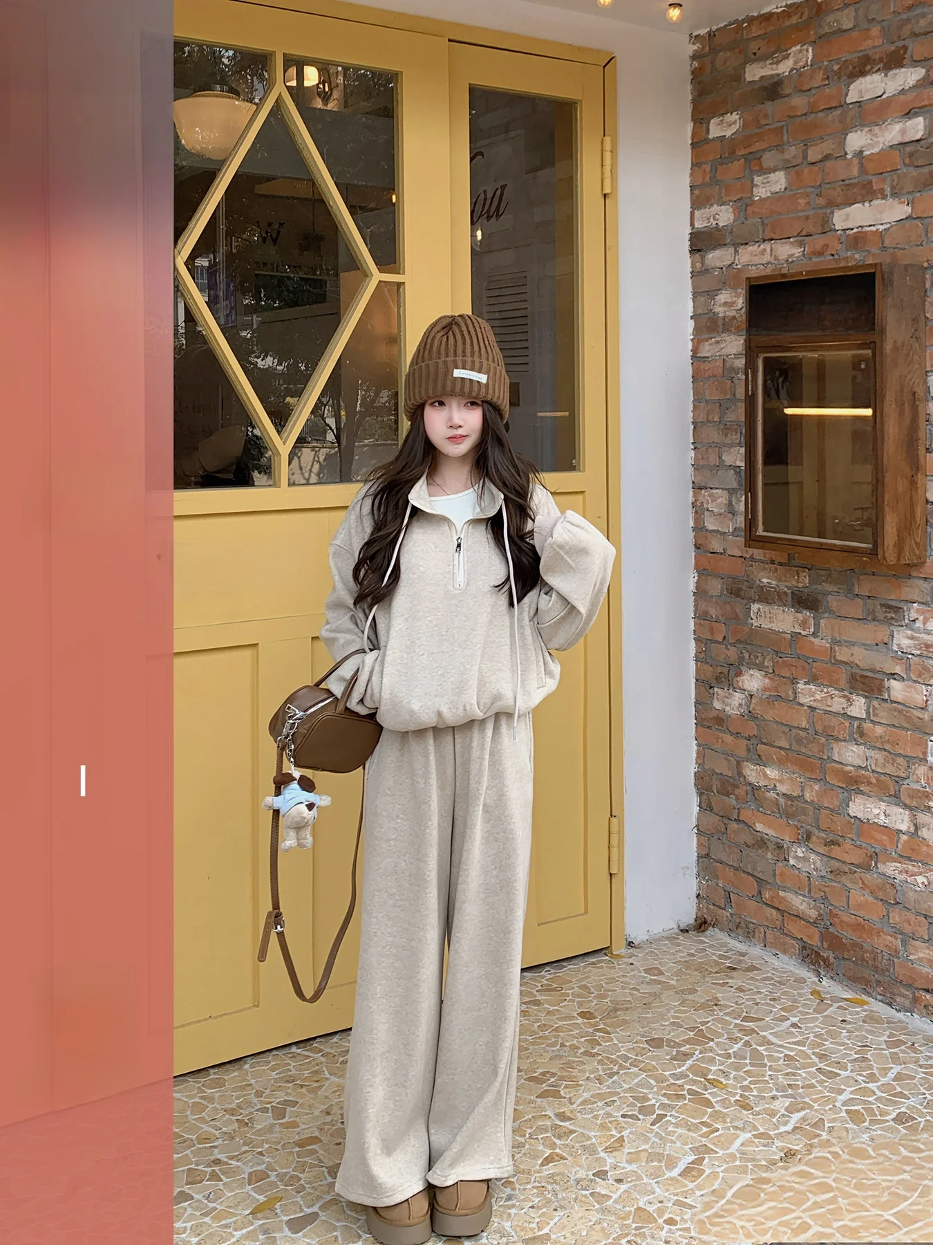 

Huangzuozuo Women's Fce Lined Hoodie And Pants Set Casual High Waist Long Sve Zipper Closure Slim Fit Winter Outfit