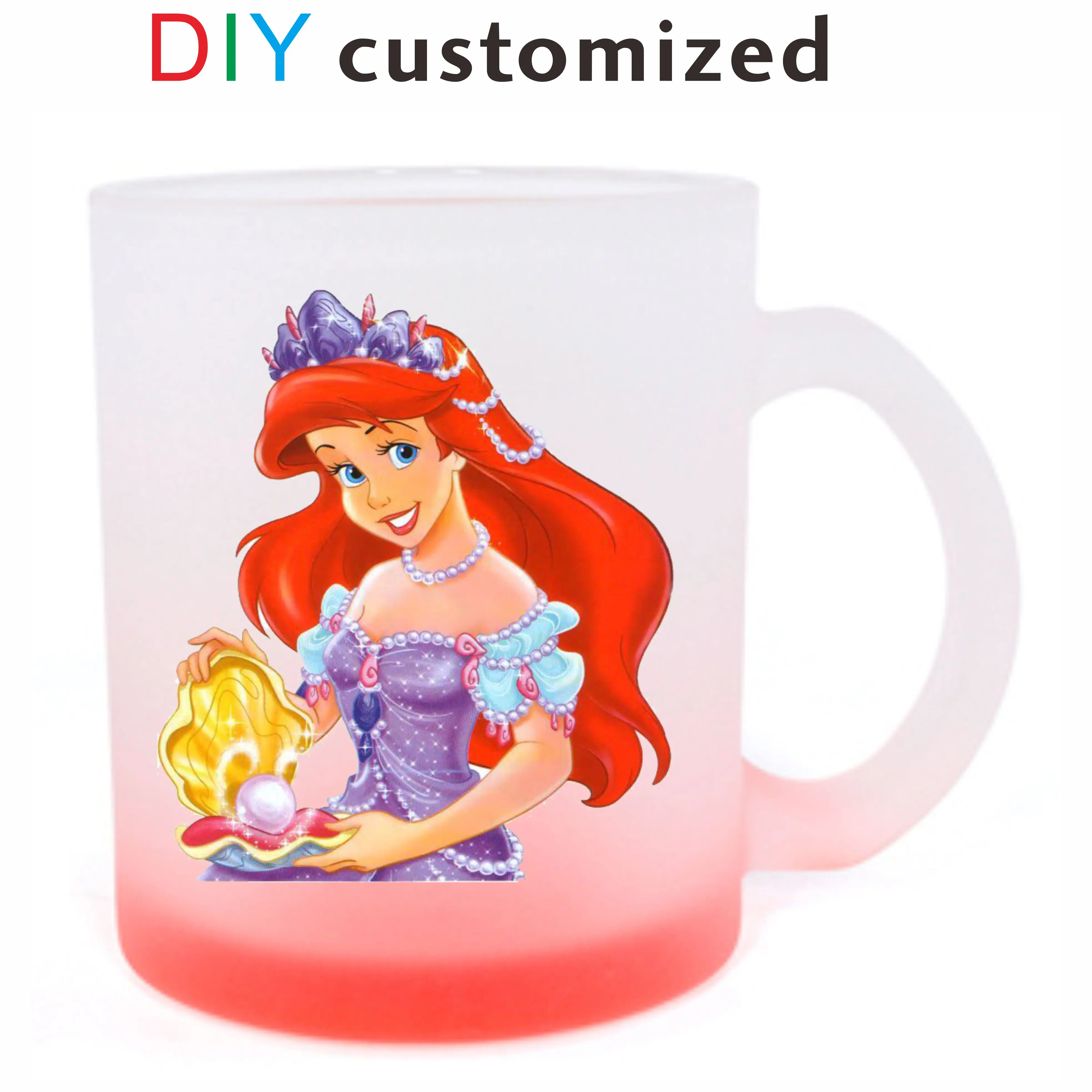 325ML 11oz DIY Glass Cup Gradient Colors Juice Mug Customized Print Name Photo Image Cartoon LOGO Text Creative Gifts Souvenir