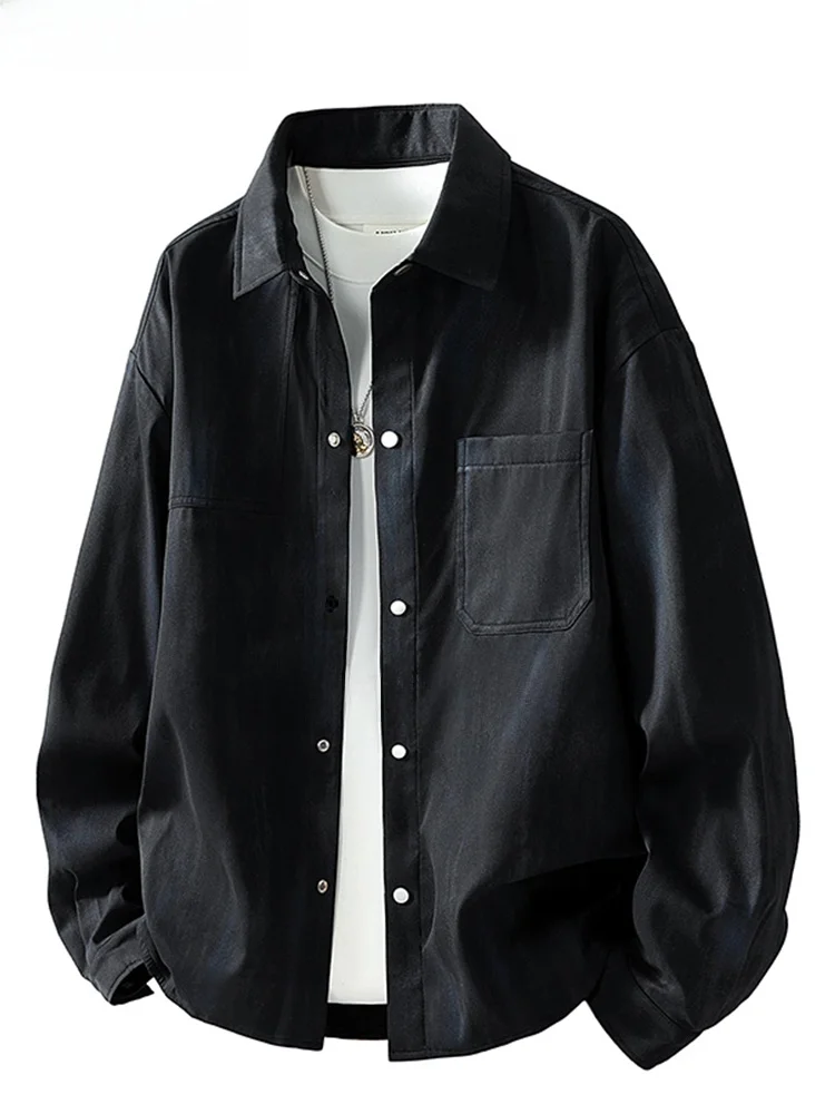 

Мужская свободная рабочая куртка с эффектом тай-дай, модная повседневная куртка с длинными рукавами, отложным воротником, из полиэфирного волокна, для весны и осени