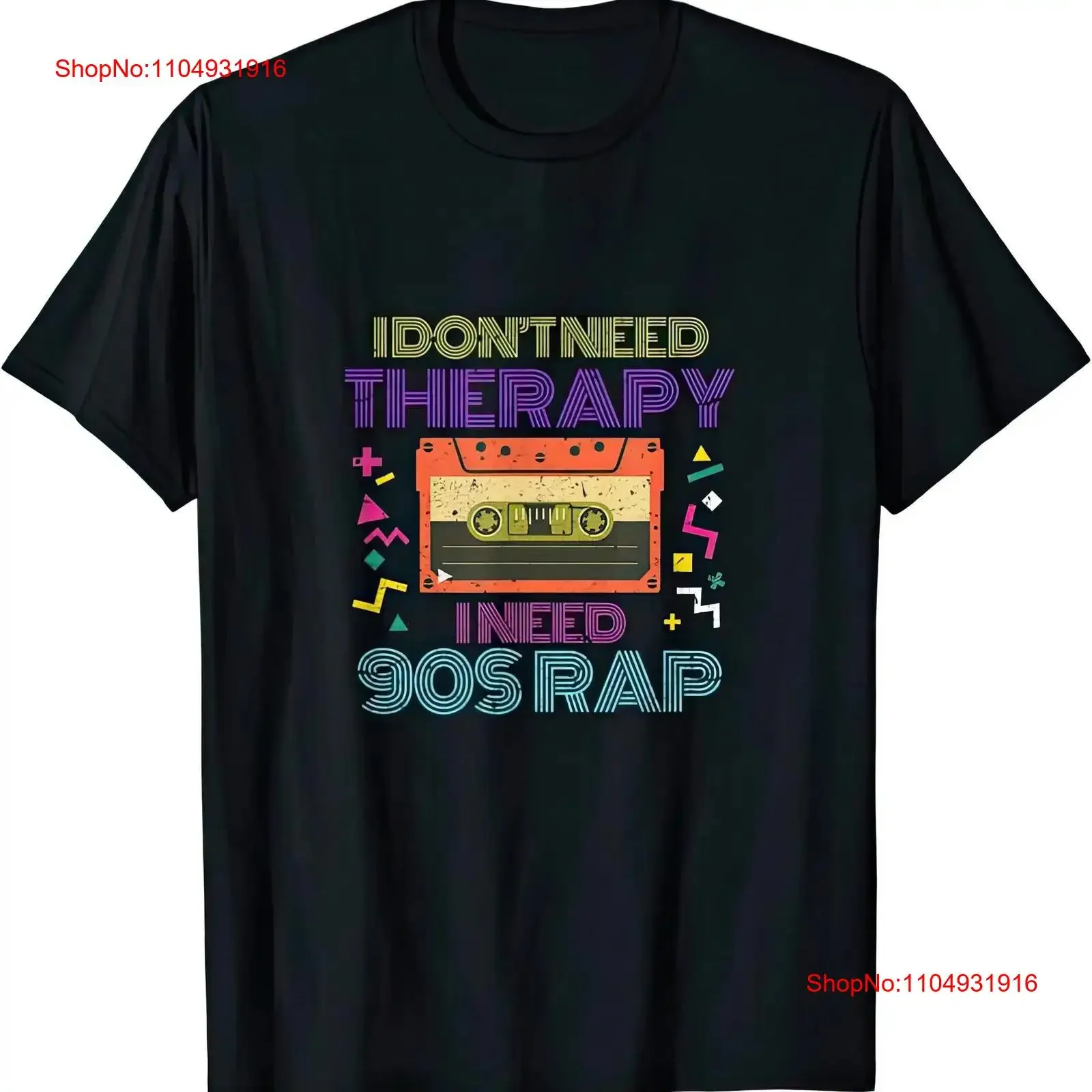 I Don't Need Therapy 90er Rap T-Shirt Vintage Washed Homme Vielseitiges grafisches Mode-Top für den Alltag Streetwear