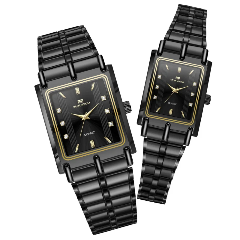 

VAVAVOOM Парные часы с ремешком из нержавеющей стали с белым воротником Hot Love Деловые мужские и женские часы